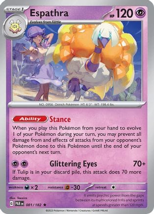 'Pokemon - 'Espathra 081/182  - Reverse Holofoil SV04 Paradox Rift - Rare