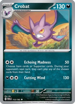'Pokemon - 'Crobat 112/182  - Reverse Holofoil SV04 Paradox Rift - Uncommon
