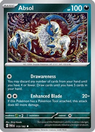 'Pokemon - 'Absol 113/182  - Reverse Holofoil SV04 Paradox Rift - Uncommon
