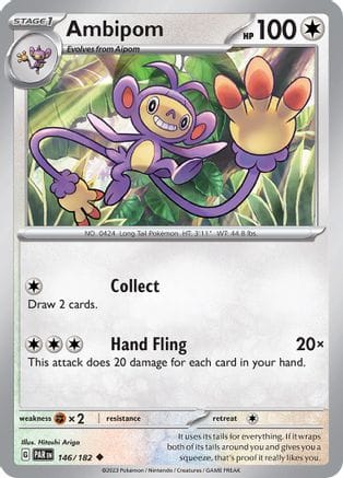 'Pokemon - 'Ambipom 146/182  - Reverse Holofoil SV04 Paradox Rift - Uncommon