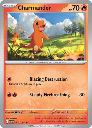 'Pokemon - 'Charmander 007/091  - Reverse Holofoil SV Paldean Fates - Common