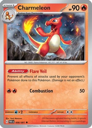 'Pokemon - 'Charmeleon 008/091  SV Paldean Fates - Uncommon
