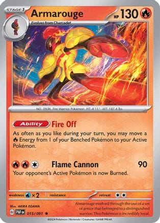 'Pokemon - 'Armarouge 015/091  - Holofoil SV Paldean Fates - Rare