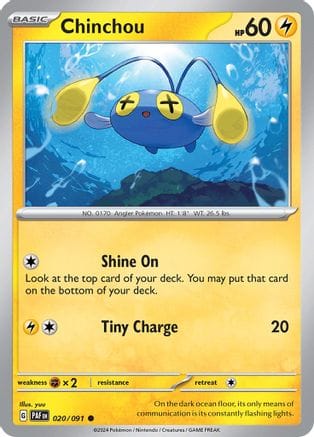 'Pokemon - 'Chinchou 020/091  SV Paldean Fates - Common
