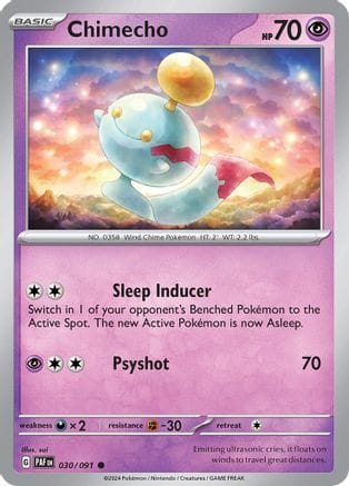 'Pokemon - 'Chimecho 030/091  - Reverse Holofoil SV Paldean Fates - Common