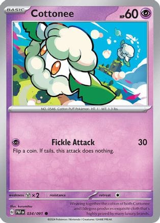 'Pokemon - 'Cottonee 034/091  SV Paldean Fates - Common