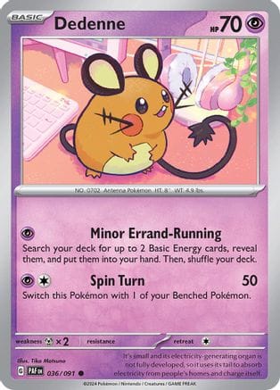 'Pokemon - 'Dedenne 036/091  - Reverse Holofoil SV Paldean Fates - Common