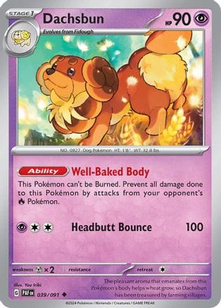 'Pokemon - 'Dachsbun 039/091  - Reverse Holofoil SV Paldean Fates - Uncommon