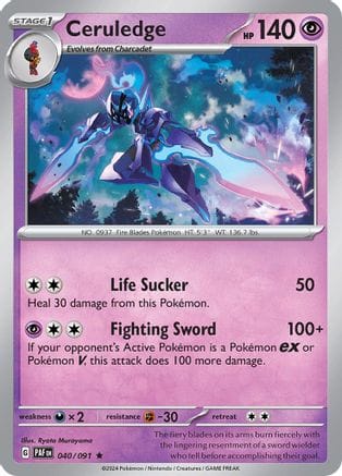 'Pokemon - 'Ceruledge 040/091  - Reverse Holofoil SV Paldean Fates - Rare