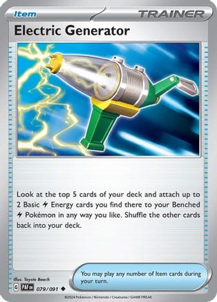 'Pokemon - 'Electric Generator 079/091  - Reverse Holofoil SV Paldean Fates - Uncommon