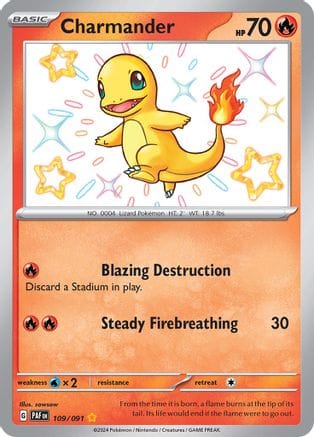'Pokemon - 'Charmander 109/091  - Holofoil SV Paldean Fates - Shiny Rare