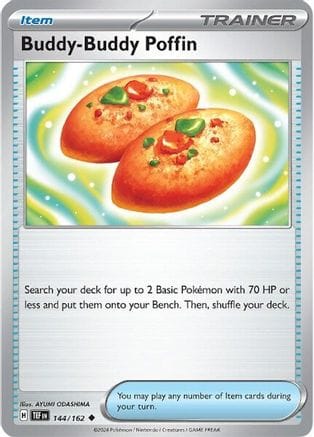 'Pokemon - 'Buddy-Buddy Poffin 144/162  - Reverse Holofoil SV05 Temporal Forces - Uncommon
