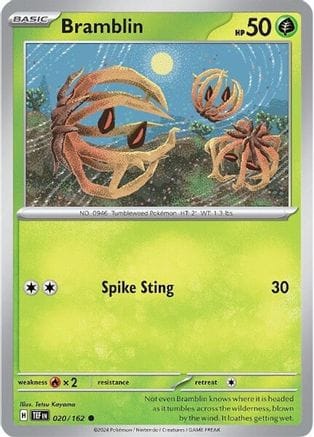 'Pokemon - 'Bramblin 020/162  - Reverse Holofoil SV05 Temporal Forces - Common