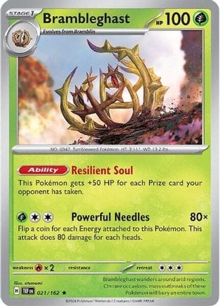 'Pokemon - 'Brambleghast 021/162  - Reverse Holofoil SV05 Temporal Forces - Rare