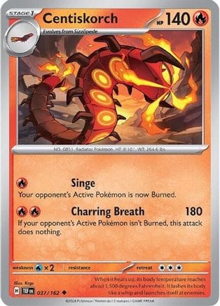 'Pokemon - 'Centiskorch 037/162  - Reverse Holofoil SV05 Temporal Forces - Uncommon