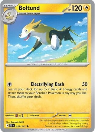 'Pokemon - 'Boltund 059/162  SV05 Temporal Forces - Uncommon