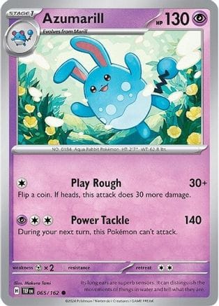 'Pokemon - 'Azumarill 065/162  - Reverse Holofoil SV05 Temporal Forces - Common