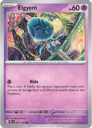 'Pokemon - 'Elgyem 073/162  - Reverse Holofoil SV05 Temporal Forces - Common