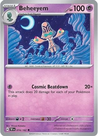 'Pokemon - 'Beheeyem 074/162  - Reverse Holofoil SV05 Temporal Forces - Uncommon