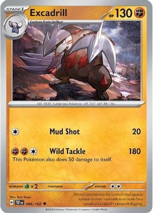 'Pokemon - 'Excadrill 086/162  - Reverse Holofoil SV05 Temporal Forces - Uncommon