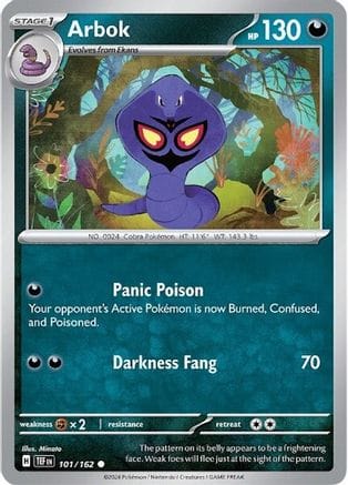'Pokemon - 'Arbok 101/162  - Reverse Holofoil SV05 Temporal Forces - Common