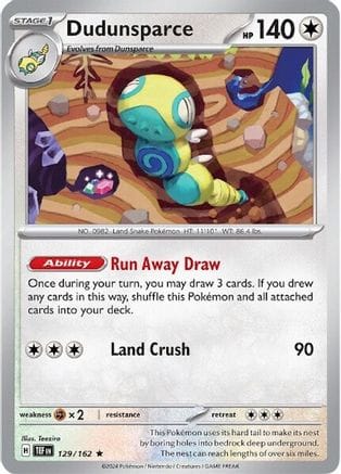 'Pokemon - 'Dudunsparce 129/162  - Reverse Holofoil SV05 Temporal Forces - Rare
