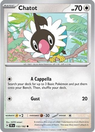 'Pokemon - 'Chatot 132/162  - Reverse Holofoil SV05 Temporal Forces - Common