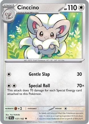 'Pokemon - 'Cinccino 137/162  - Reverse Holofoil SV05 Temporal Forces - Uncommon