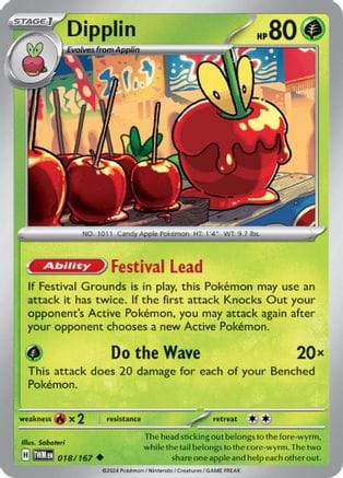 'Pokemon - 'Dipplin 018/167  - Reverse Holofoil SV06 Twilight Masquerade - Uncommon