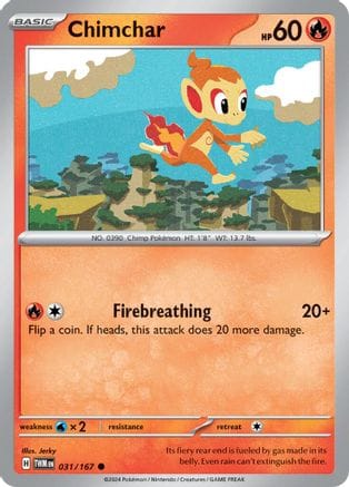 'Pokemon - 'Chimchar 031/167  - Reverse Holofoil SV06 Twilight Masquerade - Common