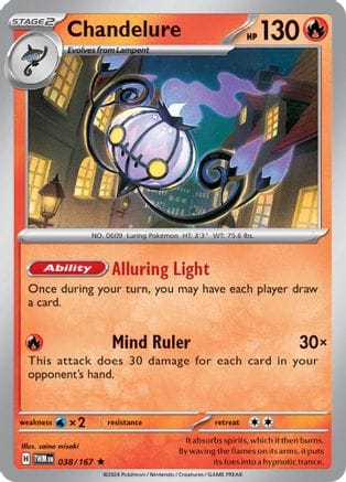 'Pokemon - 'Chandelure 038/167  - Reverse Holofoil SV06 Twilight Masquerade - Rare