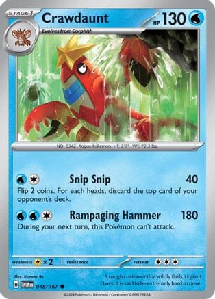 'Pokemon - 'Crawdaunt 048/167  SV06 Twilight Masquerade - Common