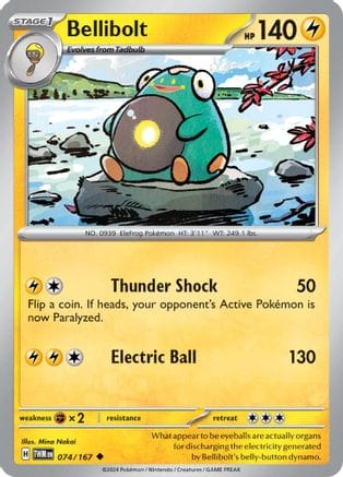 'Pokemon - 'Bellibolt 074/167  - Reverse Holofoil SV06 Twilight Masquerade - Uncommon