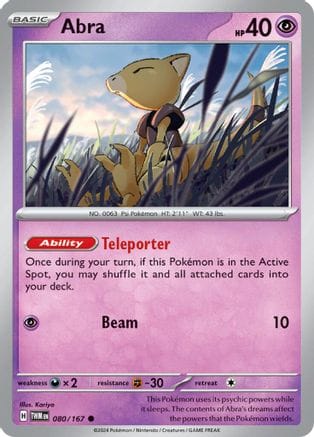 'Pokemon - 'Abra 080/167  - Reverse Holofoil SV06 Twilight Masquerade - Common
