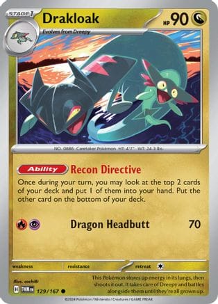 'Pokemon - 'Drakloak 129/167  - Reverse Holofoil SV06 Twilight Masquerade - Common
