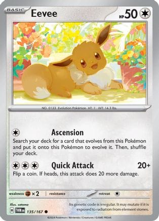 'Pokemon - 'Eevee 135/167  - Reverse Holofoil SV06 Twilight Masquerade - Common