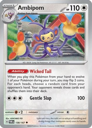 'Pokemon - 'Ambipom 138/167  SV06 Twilight Masquerade - Uncommon