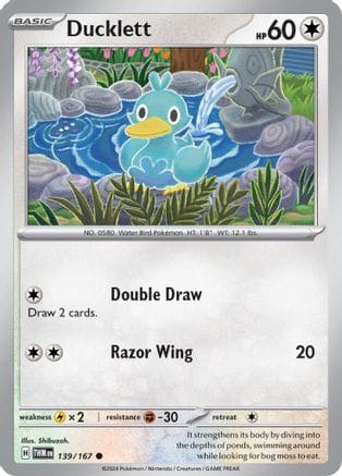 'Pokemon - 'Ducklett 139/167  SV06 Twilight Masquerade - Common