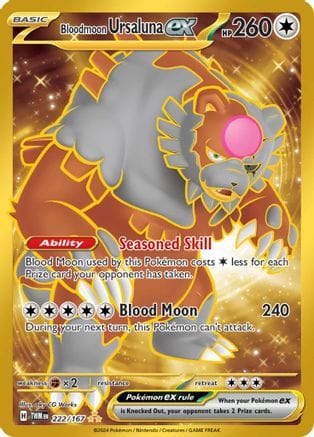 'Pokemon - 'Bloodmoon Ursaluna ex 222/167  - Holofoil SV06 Twilight Masquerade - Hyper Rare