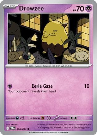 'Pokemon - 'Drowzee 016/064  - Reverse Holofoil SV Shrouded Fable - Common