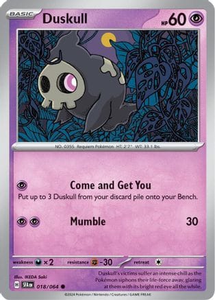 'Pokemon - 'Duskull 018/064  - Reverse Holofoil SV Shrouded Fable - Common