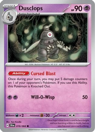 'Pokemon - 'Dusclops 019/064  - Reverse Holofoil SV Shrouded Fable - Common