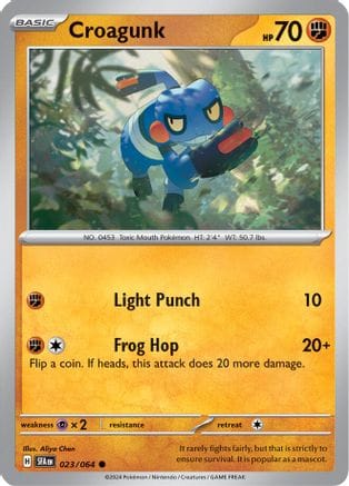 'Pokemon - 'Croagunk 023/064  - Reverse Holofoil SV Shrouded Fable - Common