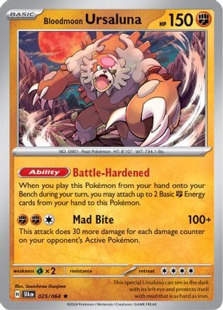 'Pokemon - 'Bloodmoon Ursaluna 025/064  - Reverse Holofoil SV Shrouded Fable - Rare