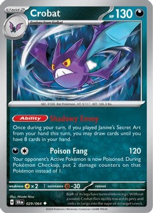 'Pokemon - 'Crobat 029/064  SV Shrouded Fable - Uncommon