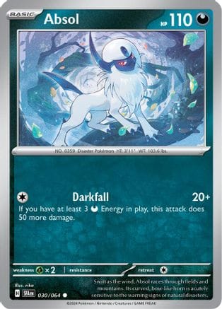 'Pokemon - 'Absol 030/064  - Reverse Holofoil SV Shrouded Fable - Common