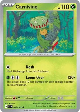 'Pokemon - 'Carnivine 007/142  - Reverse Holofoil SV07 Stellar Crown - Common