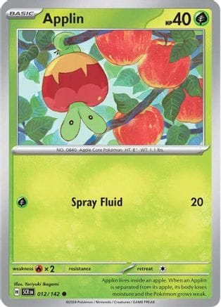 'Pokemon - 'Applin 012/142  - Reverse Holofoil SV07 Stellar Crown - Common