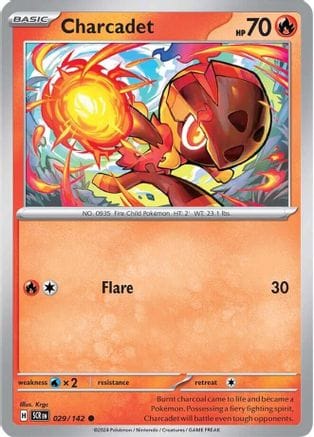 'Pokemon - 'Charcadet 029/142  - Reverse Holofoil SV07 Stellar Crown - Common