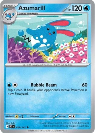 'Pokemon - 'Azumarill 034/142  - Reverse Holofoil SV07 Stellar Crown - Uncommon